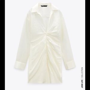 Zara white draped dress NWT